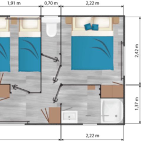 MOBILHOME 4 personnes - Confort Plus 2 CH 4 pers