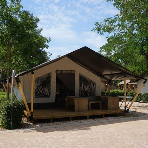 Tente en toile et en bois 5 personnes - Tente Safari Confort