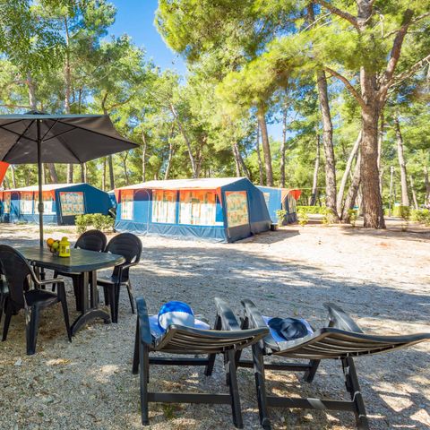 Tente en toile et en bois 6 personnes - Tente bungalow