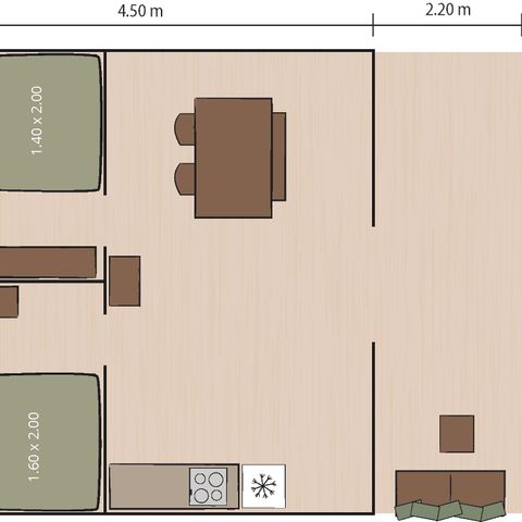 Tente en toile et en bois 4 personnes - Stella Maris - Safari tent Lodge (5P)