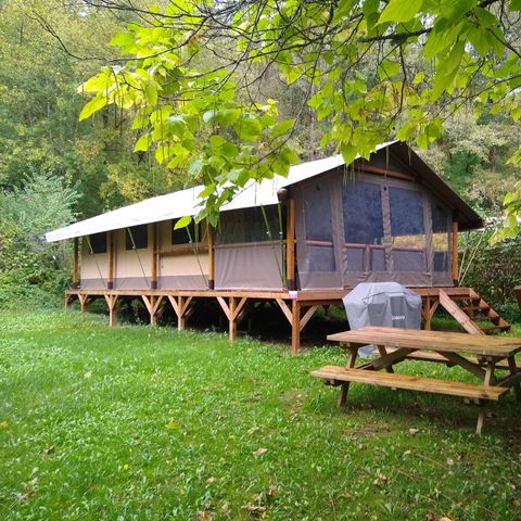 Tente en toile et en bois 5 personnes - Lodge KENYA 46m²