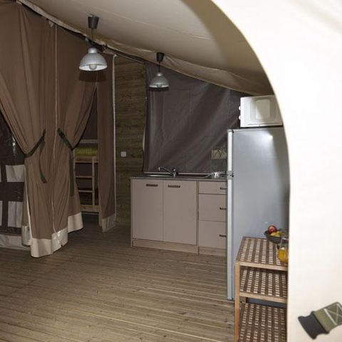 Tente en toile et en bois 5 personnes - Lodge NIAGARA 40m² avec salle de bains (Dimanche au dimanche)