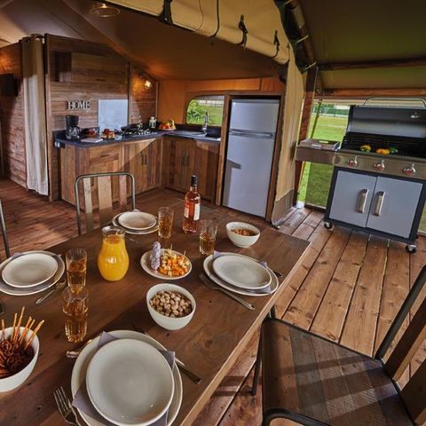 Tente en toile et en bois 5 personnes - Lodge KENYA 46m²