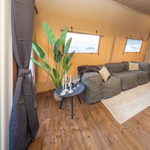TENTE TOILE ET BOIS 5 personnes - Tente tribu avec sanitaires privés