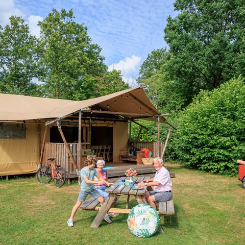 TENTE TOILE ET BOIS 5 personnes - Oiseau cerise