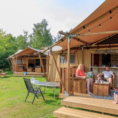 TENTE TOILE ET BOIS 5 personnes - Oiseau cerise