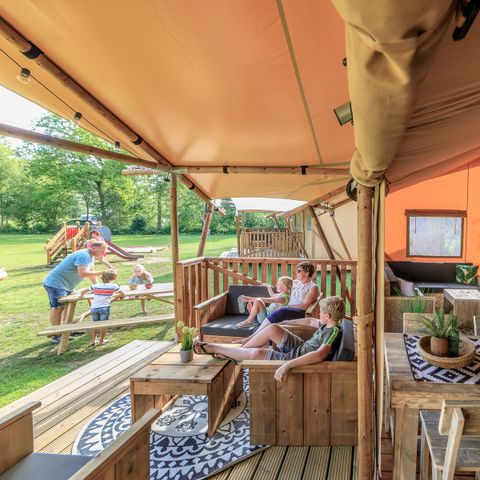 Tente en toile et en bois 6 personnes - Oiseau cerise