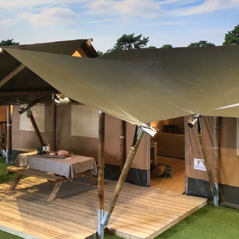 TENTE TOILE ET BOIS 8 personnes - Maison safari de luxe