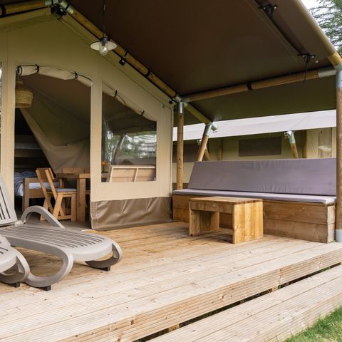 Tente en toile et en bois 5 personnes - le Reeënsprong (3+2)