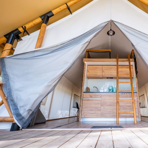 TENTE TOILE ET BOIS 6 personnes - Tente de glamping Bord de mer Luxe 6