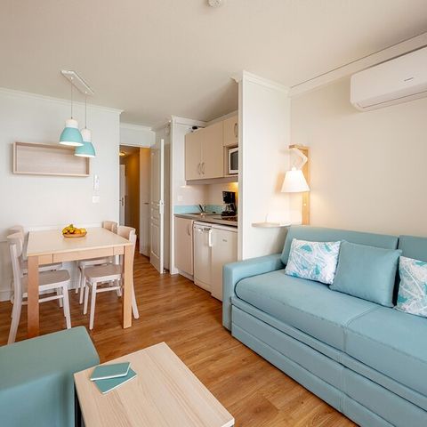 Studio 4 personnes - 1 coin - Nuit - Climatisation - Terrasse ou balcon