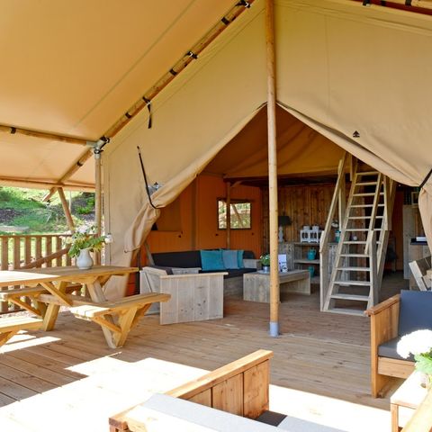Tente en toile et en bois 6 personnes - Spotty Lodge Family (4 adultes maximum)