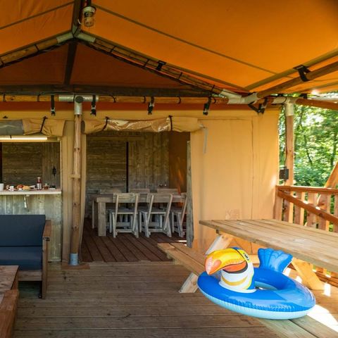Tente en toile et en bois 5 personnes - Safari lodge Deluxe