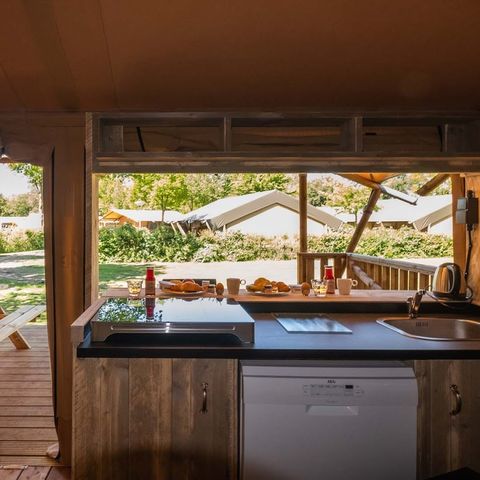 Tente en toile et en bois 5 personnes - Safari lodge Deluxe