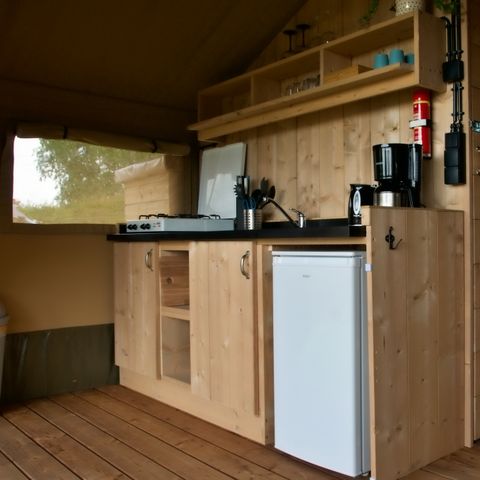 Tente en toile et en bois 4 personnes - Safari lodge 4 pers