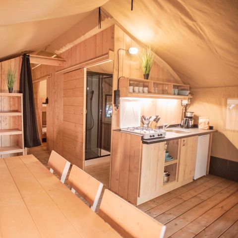 Tente en toile et en bois 6 personnes - Safari lodge 6 pers