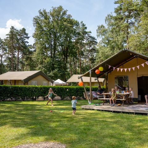 Tente en toile et en bois 6 personnes - y compris les installations sanitaires