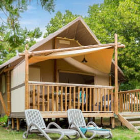 Tente en toile et en bois 5 personnes - Lodge Jungle 5p 2ch ***