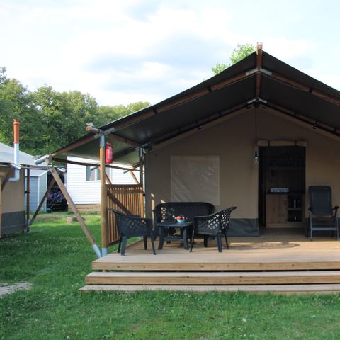 TENTE TOILE ET BOIS 4 personnes - Camping Vallee de L'Our - Tente Safari 4 personnes avec sanitaires