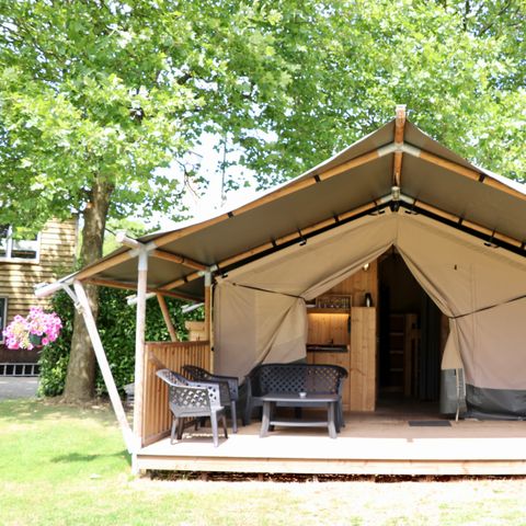 Tente en toile et en bois 5 personnes - y compris les installations sanitaires