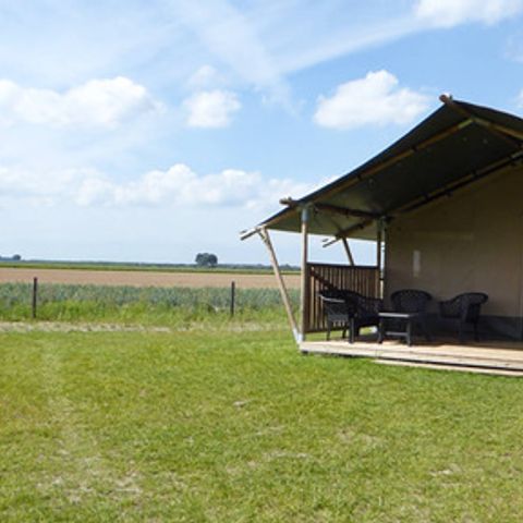 TENTE TOILE ET BOIS 6 personnes - y compris toilettes