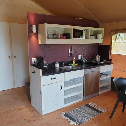 Tente en toile et en bois 6 personnes - XL avec toilettes