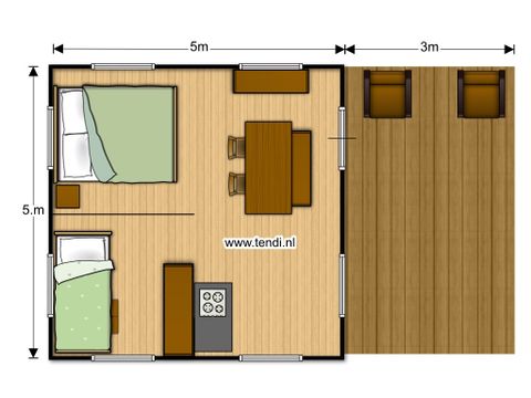 Tente en toile et en bois 6 personnes