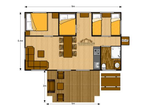 TENTE TOILE ET BOIS 6 personnes - Duin Lodge