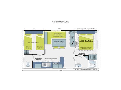 MOBILHOME 4 personnes - Super Mercure 27.5m² - 2 chambres