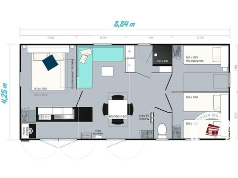 MOBILHOME 8 personnes - Maeva 4 Pièces 6/8 Personnes + TV