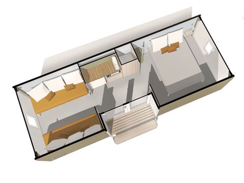 Bungalow toilé 4 personnes - COCO SWEET 4 personnes - 2 chambres, sans sanitaires, non climatisé