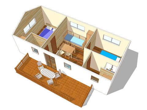 MOBILHOME 4 personnes - Classic XL | 2 Ch. | 4 Pers. | Terrasse surélevée | Clim. par Homair