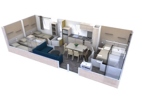 MOBILHOME 6 personnes - Nest 35 - 3 chambres - 35 m² + terrasse semi couverte