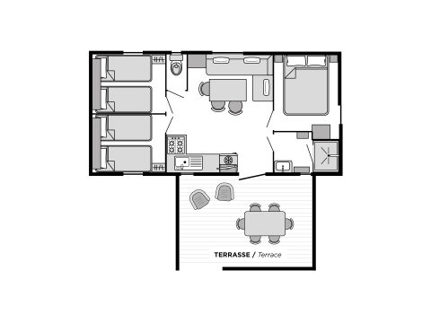 MOBILHOME 6 personnes - 3 chambres - CLIM - TV - LV