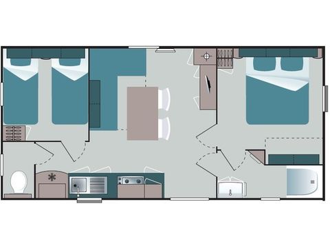 MOBILHOME 6 personnes - 2 chambres et convertible salon + climatisation