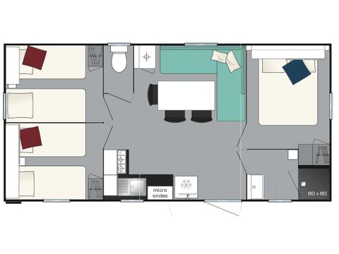 MOBILHOME 6 personnes - 3 chambres + climatisation