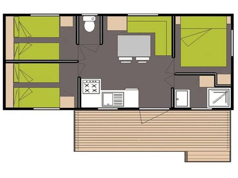 MOBILHOME 6 personnes - Mobil-Home Classique 3 chambres 6 personnes Dimanche