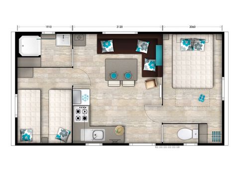 MOBILHOME 5 personnes - AUTHENTIQUE - TV - PLANCHA