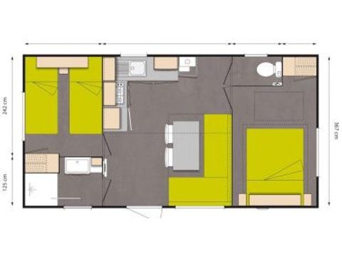 MOBILHOME 4 personnes - Comfort XL | 2 Ch. | 4 Pers. | Petite Terrasse