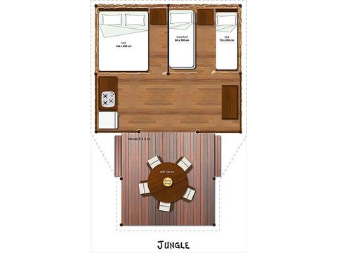 Tente en toile et en bois 5 personnes - SunLodge Jungle