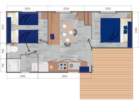 MOBILHOME 5 personnes - Cottage Confort 