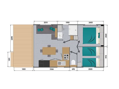 MOBILHOME 5 personnes - Cottage Living  - climatisé 