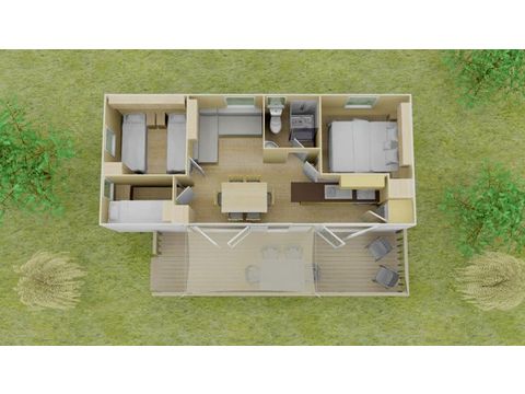 MOBILHOME 6 personnes - Premium | 3 Ch. | 6 Pers. | Terrasse surélevée | Clim.