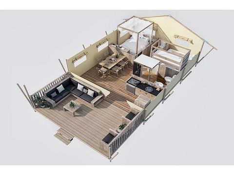 TENTE TOILE ET BOIS 5 personnes - SunLodge Taiga