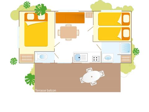 MOBILHOME 4 personnes - Classic | 2 Ch. | 4 Pers. | Terrasse surélevée | Clim.