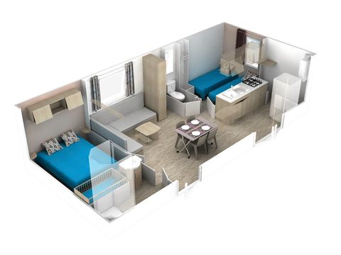 MOBILHOME 6 personnes - Premium | 2 Ch. | 4/6 Pers. | Terrasse surélevée | Clim.