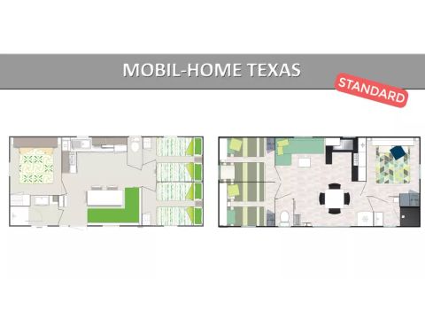 MOBILHOME 8 personnes - Texas Standard 4 Pièces 6/8 Personnes Climatisé + TV