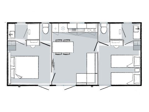 MOBILHOME 6 personnes - Mahana 6 personnes 2 chambres 2 sdb 33m²