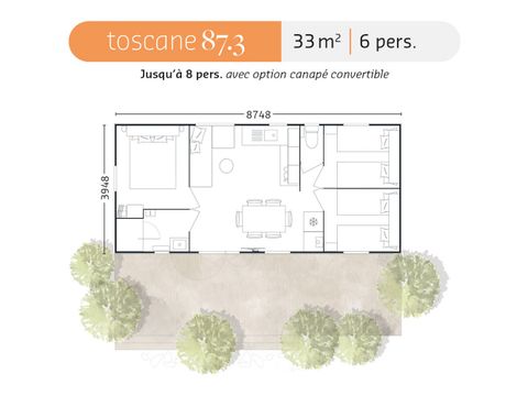 MOBILHOME 6 personnes - 3 chambres Rideau 33m²