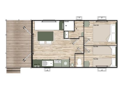 MOBILHOME 4 personnes - Premium - 35 m² (2 chambres) + Terrasse couverte